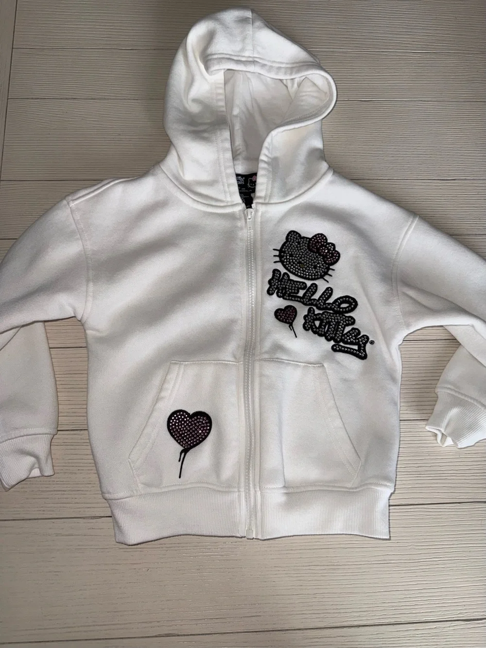 Forever 21 White Hello Kitty Crystal-Accent Hoodie & Pants Set